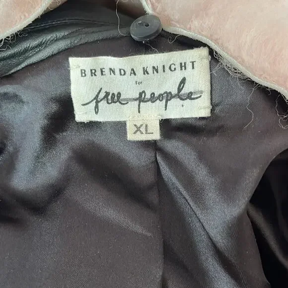 FREE PEOPLE X BRENDA KNIGHT Paris Duster Lamb Leather Fur Trim Belted Size XL - Picture 9 of 10